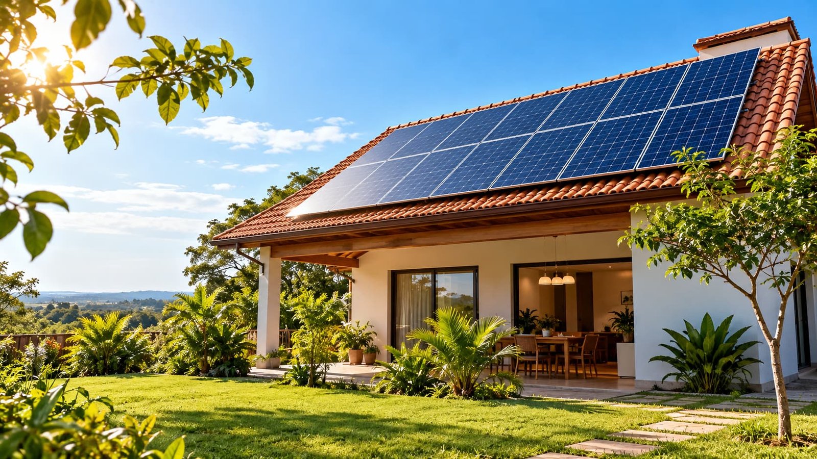 ¿Cuántos paneles solares necesito en Paraguay? Casa con instalación de paneles solares en el techo